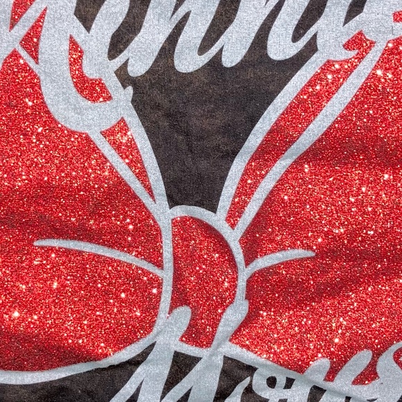 Disney Minnie Mouse Red Glitter Bow Crop Crewneck Sweatshirt Large NWT 3751 - Picture 6 of 7